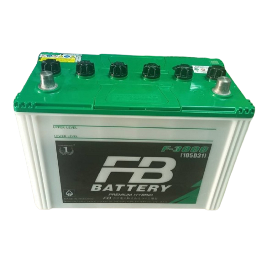แบตเตอรี่รถยนต์ FB รุ่น F-3000 ขนาด 100 แบบ HํYBRID ความจุไฟ 100 Ah (105D31) ยังไม่ได้เติมน้ำกรด
