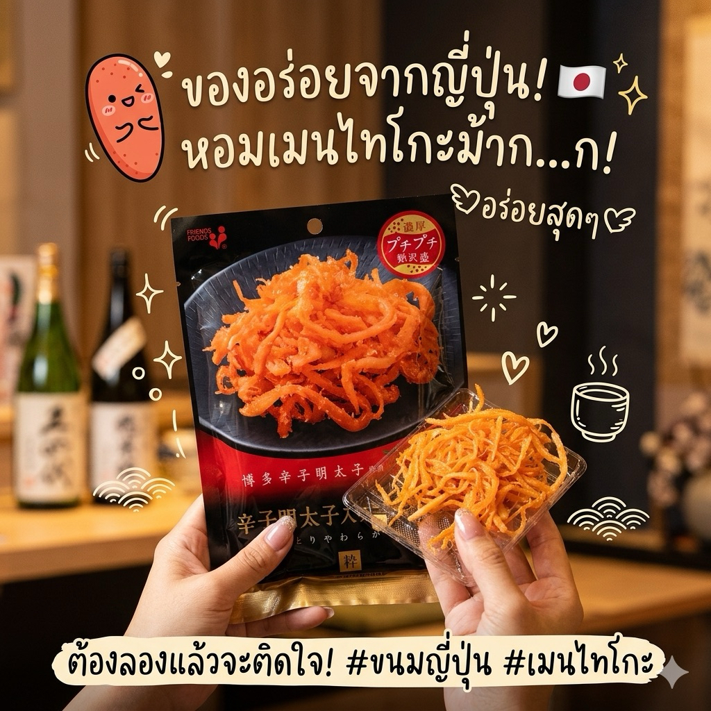 ‼️ของแท้จากญี่ปุ่น‼️เมนไตโกะมาทาปลาหมึก นำเข้าจากญี่ปุ่น อร่อย เคี้ยวมัน ทานเพลิน