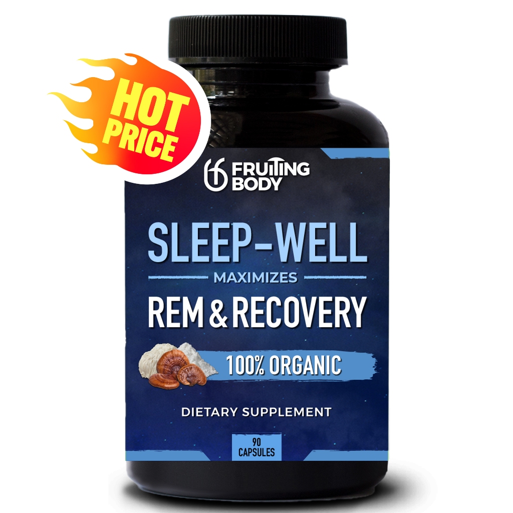 Sleep-Well Supplement - Reishi, Lion’s Mane, Magnesium L-Threonate + Glycinate & L-Theanine – 90 Cap (30-Day Supply)
