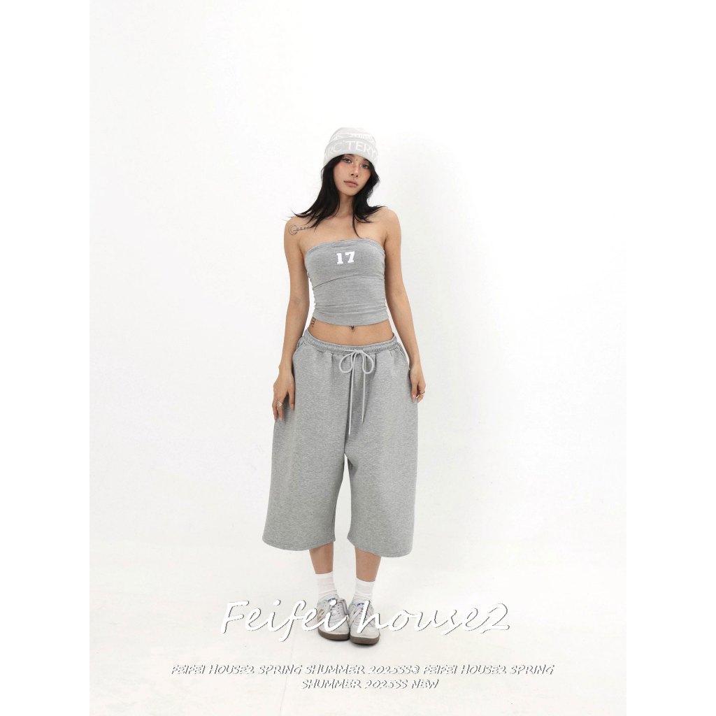 [Vintage Solid Color Wide-Leg Pants]ฤดูร้อนอเมริกันวินเทจสีพื้นเอวสูงมีเชือกดึงกางเกงขากว้างหลวม