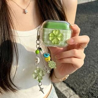 พร้อมส่ง ดอกไม้เขียวใหม่ เคสหูฟังAirpods4 เคสใสการ์ตูนนูน Airpods3 เคสหูฟังบลูทูธ gen3 gen2 เคสหูฟังไร้สาย Pro3 Airpods
