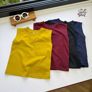 FUFU เสื้อยืดเด็ก เสื้อกล้ามเด็ก ขนาดเด็ก 6m-7y เสื้อแขนกุด มีกระเป๋า ผ้านุ่ม ลายน่ารัก (TST-2)