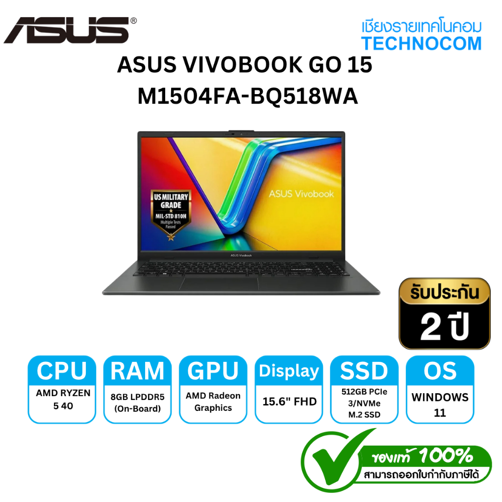 ASUS VIVOBOOK GO 15 M1504FA-BQ518WA R5-40/8GB/512GB M.2/15.6" FHD/WIN 11H/OFF H 2024+365 BASIC