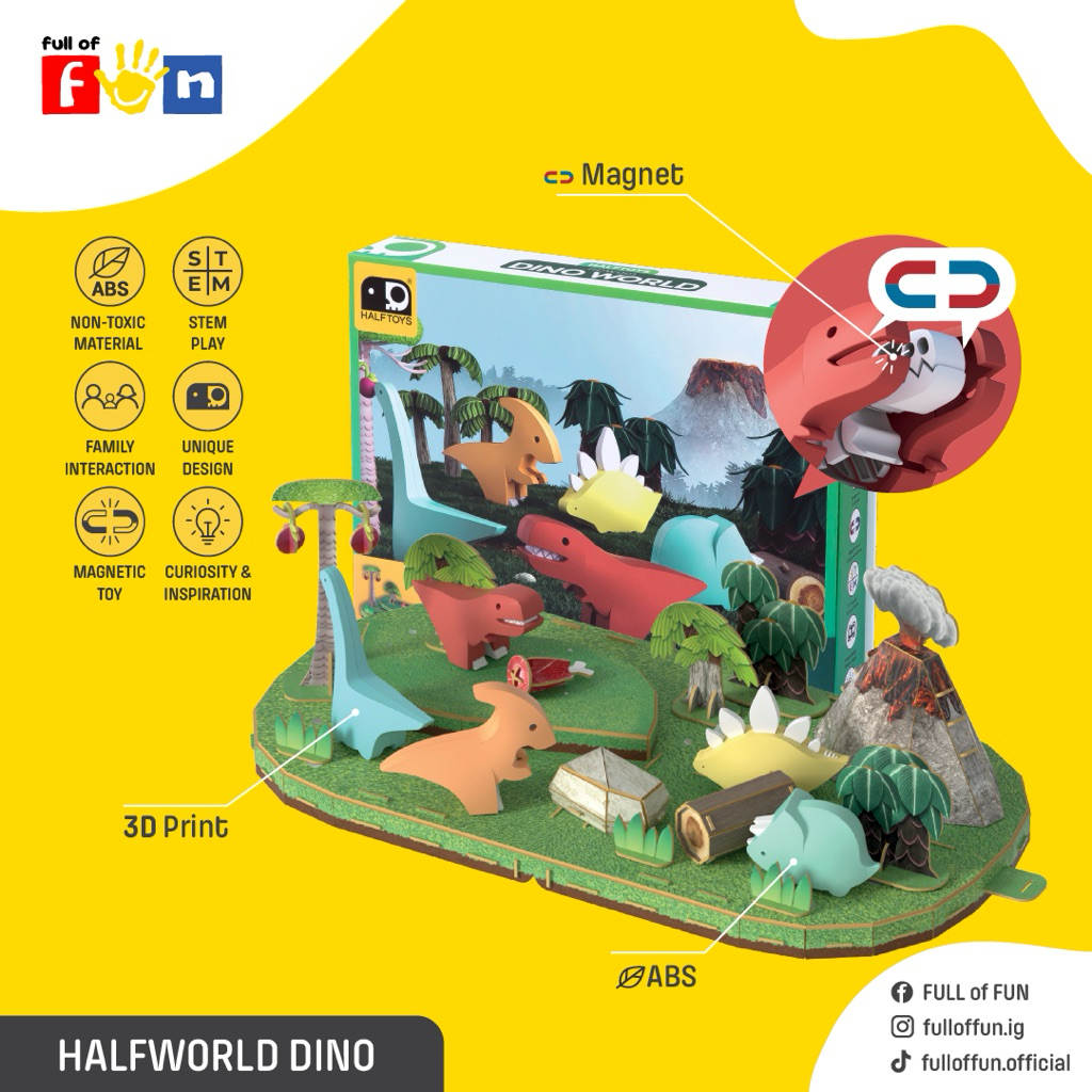 HALFTOYS (ฮาล์ฟทอยส์) Half World : Dino ของเล่นเสริมพัฒนาการเด็ก 3 ขวบขึ้นไป