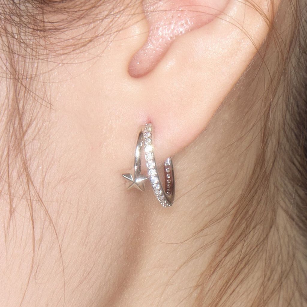 ต่างหู Star Keeper Pave Stud ก้านเงินแท้ S925 - The Green Box