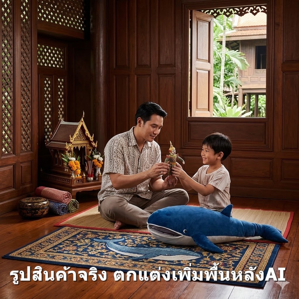 IKEA BLAVINGAD ตุ๊กตา ปลาวาฬ วาฬ 100 ซม. ตุ๊กตาผ้า