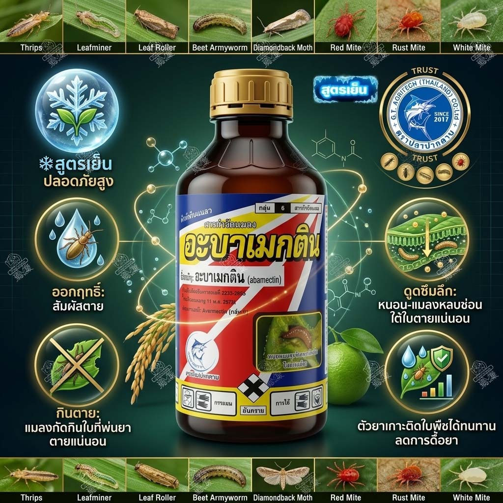 ลิ-บราติน 1 ลิตร สูตรเย็น อะบาเมกติน น้ำดำ 1.8%EC อะบากำจัดหนอน เพลี้ย หนอนใยผัก เพลี้ยไฟ หอยเชอรี่