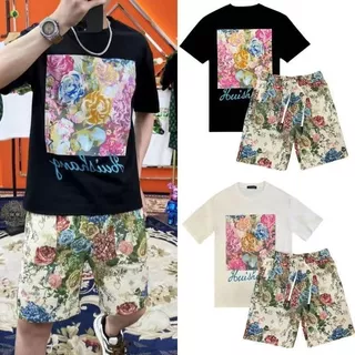 ลดราคา 🔥 ชุดเสื้อและกางเกงขาสั้นผู้ชาย แฟชั่น ทรงหลวม ผ้าโพลี เซ็ต 2 ชิ้น
