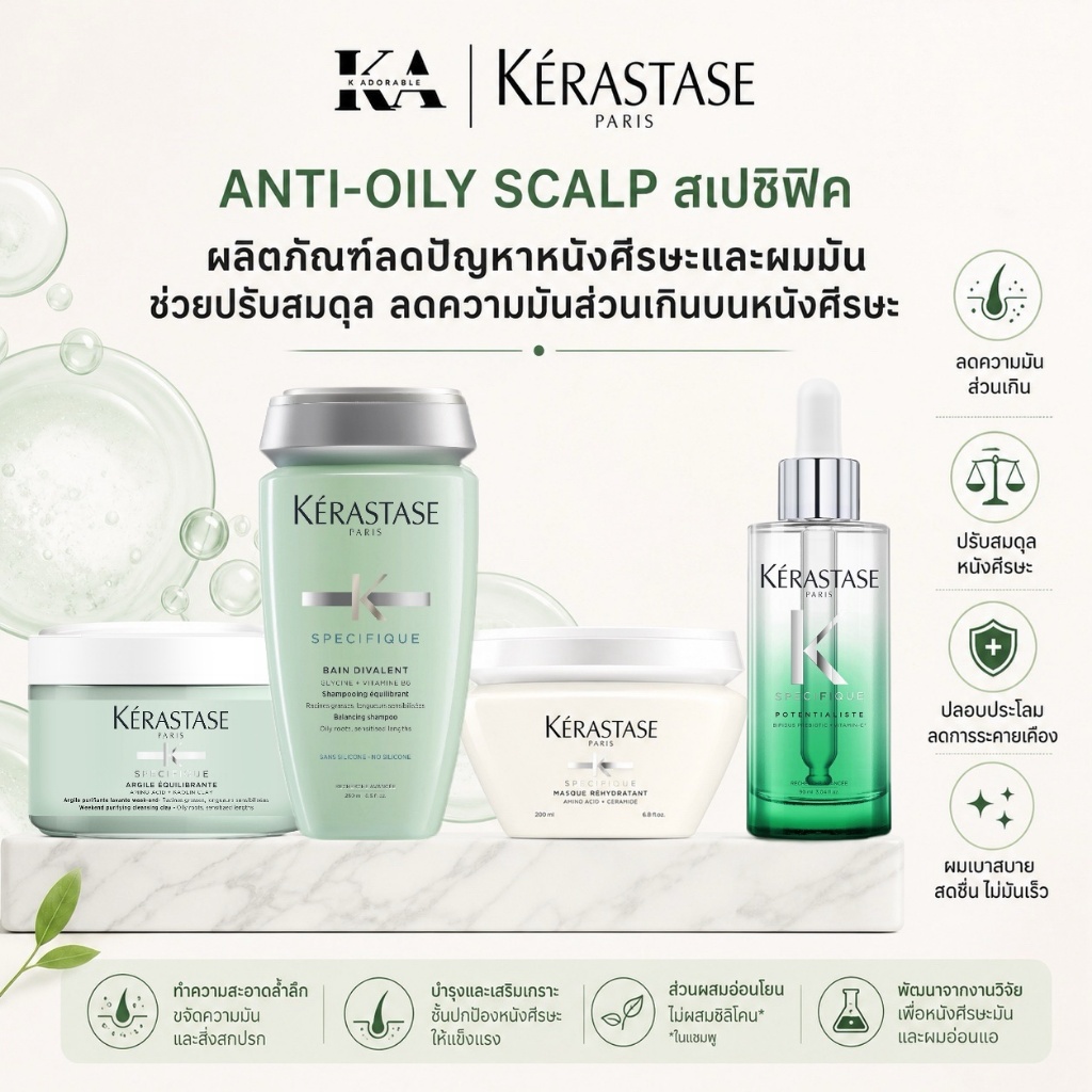 [ครบชุด] Kerastase Specifique Divalent แก้ปัญหาความมันของหนังศรีษะ Shampoo / Masque /Serum