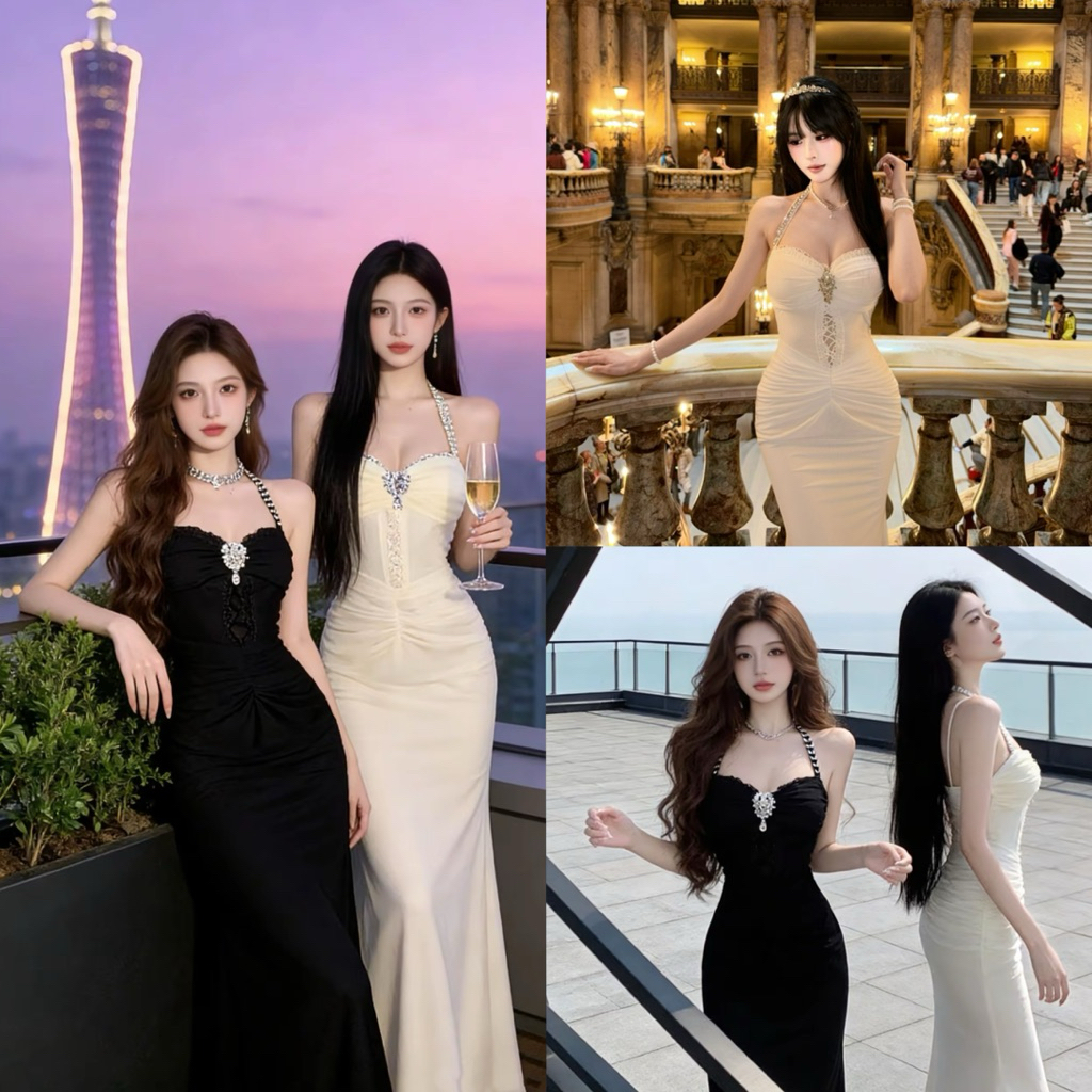 Rt155ร้านไทย🇹🇭 มีไซส์ S-L เดรสสายเดี่ยวทรงหรู ดีไซน์เรียบแต่ดูแพง เหมาะสำหรับสาวๆ ที่ต้องการลุคเซ็กซี่แบบมีคลาส