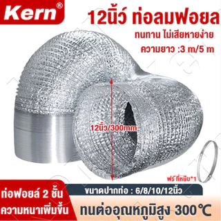 หนาสองชั้น 5เมตร🔥ท่ออลูมิเนียมฟอยล์ 4/6/8/10/12นิ้ว ทนอุณหภูมิสูง300℃ หนาเป็นพิเศษ ท่อลมระบายอากาศ ท่อไอเสียห้องครัว
