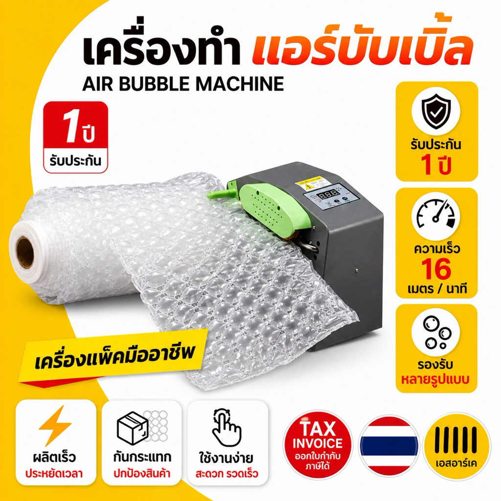 (สินค้าพร้อมส่ง) เครื่องทำพลาสติกกันกระแทก D10  แอร์Bubble เครื่องเป่าลม Air Bubble  รับประกัน 1 ปี