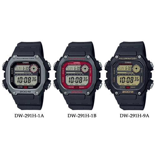 CASIO นาฬิกาข้อมือผู้ชาย สายเรซิ่น รุ่น DW-291,DW-291H,DW-291H-1A,DW-291H-1B,DW-291H-9A