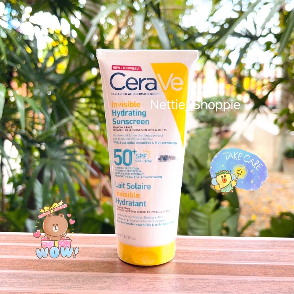 ของแท้ 💯% Cerave Invisible Hydrating Sunscreen SPF50  (177 ml) ใช้ได้ทั้งหน้าและตัว