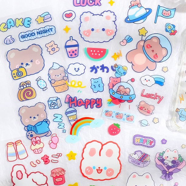 ร้านไทย สติ๊กเกอร์ไดคัท ลายการ์ตูน สติ๊กเกอร์กันน้ำ stickers แผ่นสําหรับตกแต่งไดอารี่