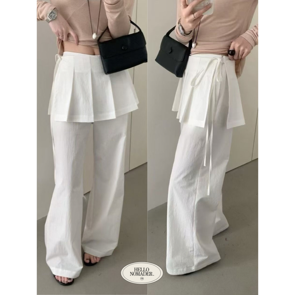 NOMADE.& พร้อมส่ง May I Pants {กางเกงขายาว+ผ้ากันเปื้อนแยกชิ้น}