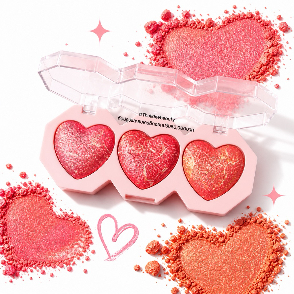 บลัชออน บลัชลูกพีช หน้าฉ่ำเงา Anylady​ Peach Blusher​ 3 เฉดสี ปัดแก้ม ปัดแก้มหน้าเงา เนื้อชิ​มเมอร์​ ส้มพีช สีสวย ติดทน