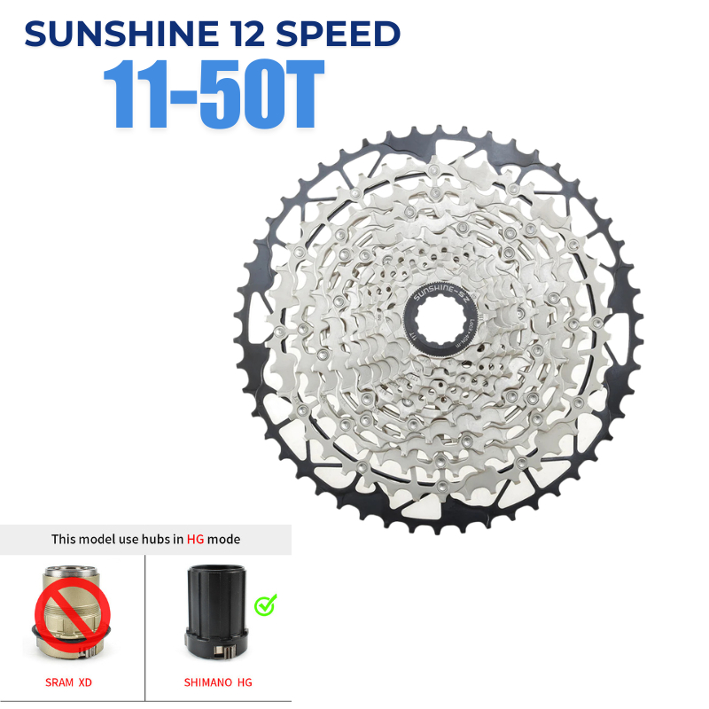 เฟืองหลัง สเตอร์ จักรยาน SUNSHINE 12 SPEED ขนาด 11-45T / 11-50T / 11-52T สำหรับดุมล้อ SHIMANO HG