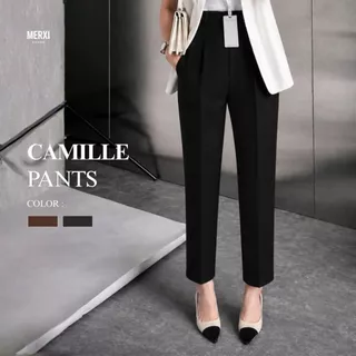 Merxi.brand - Camille Pants กางเกงทำงานผู้หญิงกระบอกเล็ก 7ส่วน สไตล์เกาหลี เอวสูง เรียบหรู ใส่ทำงาน/ใส่เที่ยว [พร้อมส่ง]