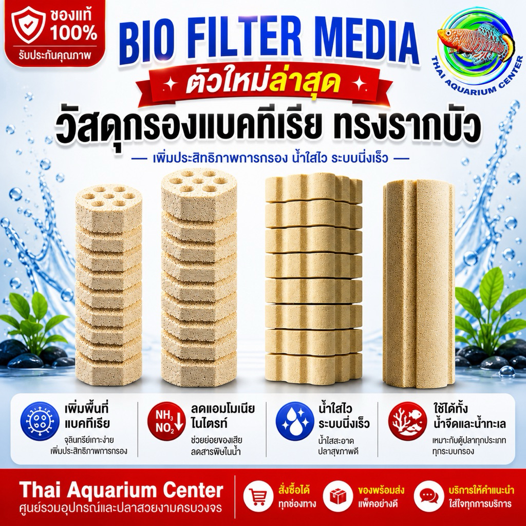 MBio 3D Dry Bacteria House – เซรามิกแท่งทรงแปดเหลี่ยม แบบเกลียวเทคโนโลยีหมุนวนในแท่งเดียว!  วัสดุกรองชีวภาพระดับมืออาชีพ