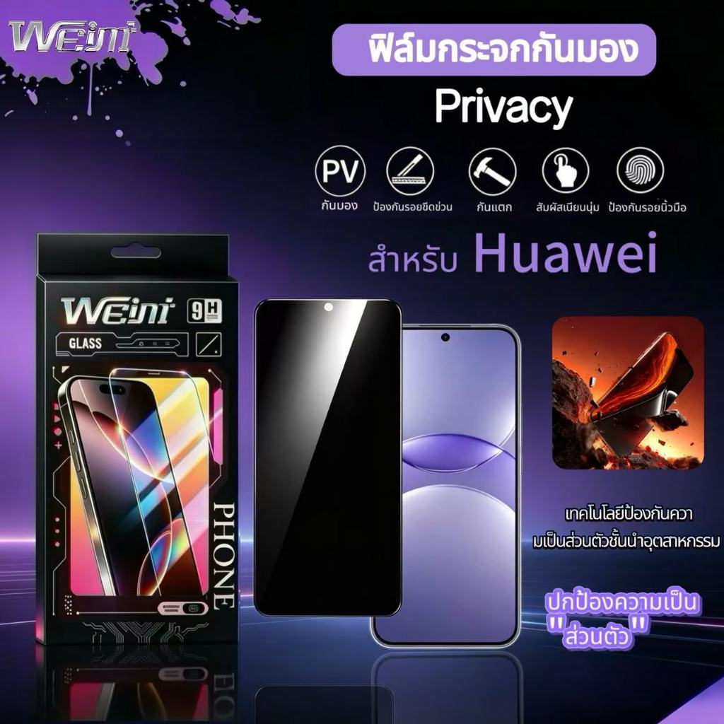 ฟิล์มกระจก PV กันเสือก For Huawei Honor 600 Pro X8b  Pura 70 Pura 80 Pura 90 Nova5 Honor 90 Lite-5G Huawei Y7A