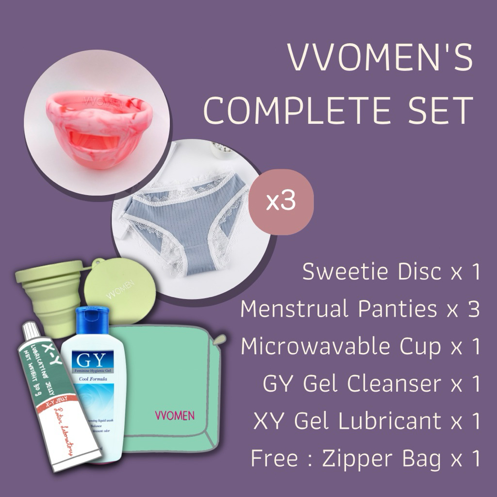 ( รุ่น Sweetie ) Complete Set VVOMEN Disc - ถ้วยอนามัยดิสก์ เซ็ตจัดเต็ม