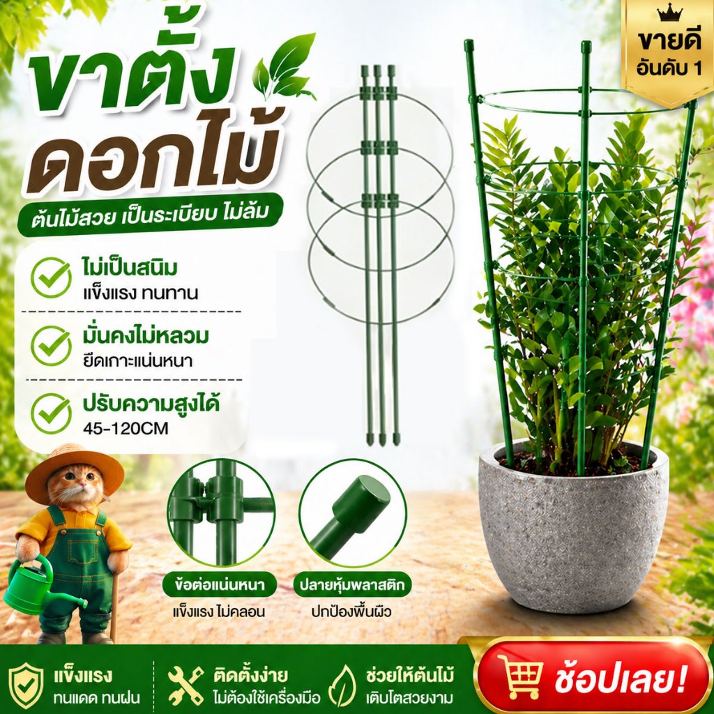 โครงเถาวัลย์ เสามะเขือเทศ ซุ้มไม้ โครงปลูก อุปกรณ์สำหรับพืชไม้เลื้อย  จัดทรงต้นไม้ 45/60/75/90/120cm