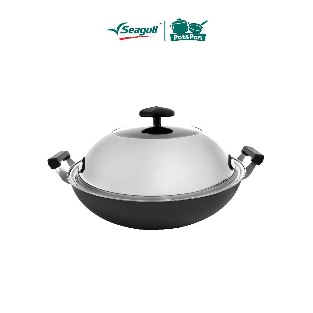 Seagull กระทะจีนกลาดิเอเตอร์ ขนาด 38 ซม พร้อมฝา Gladiator Wok with Lid
