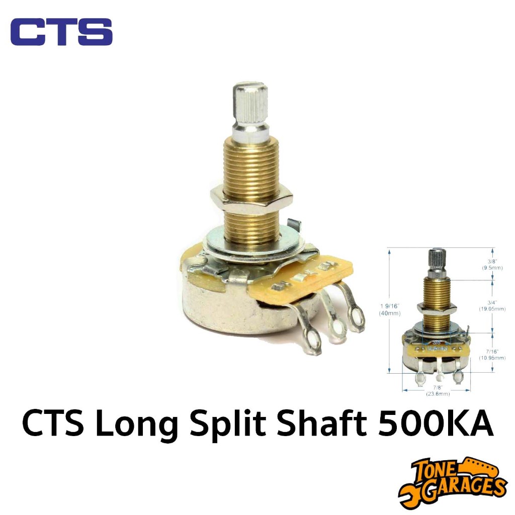 CTS Long Split Shaft 500KA Audio Taper