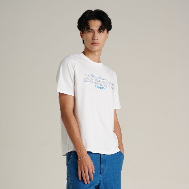 Mc JEANS (แม็คยีนส์) เสื้อยืดผู้ชาย เสื้อยืดแขนสั้น ทรงเรกูลาร์ Regular Fit T-Shirt มีให้เลือก 2 สี MTTZB78