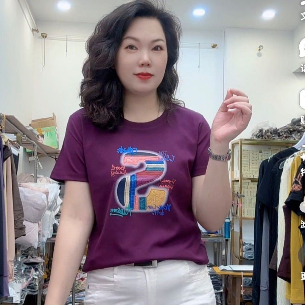 เสื้อยืดผู้หญิงคอกลมแขนสั้น คอลเลกชันฤดูร้อนใหม่ — รูปที่ 5