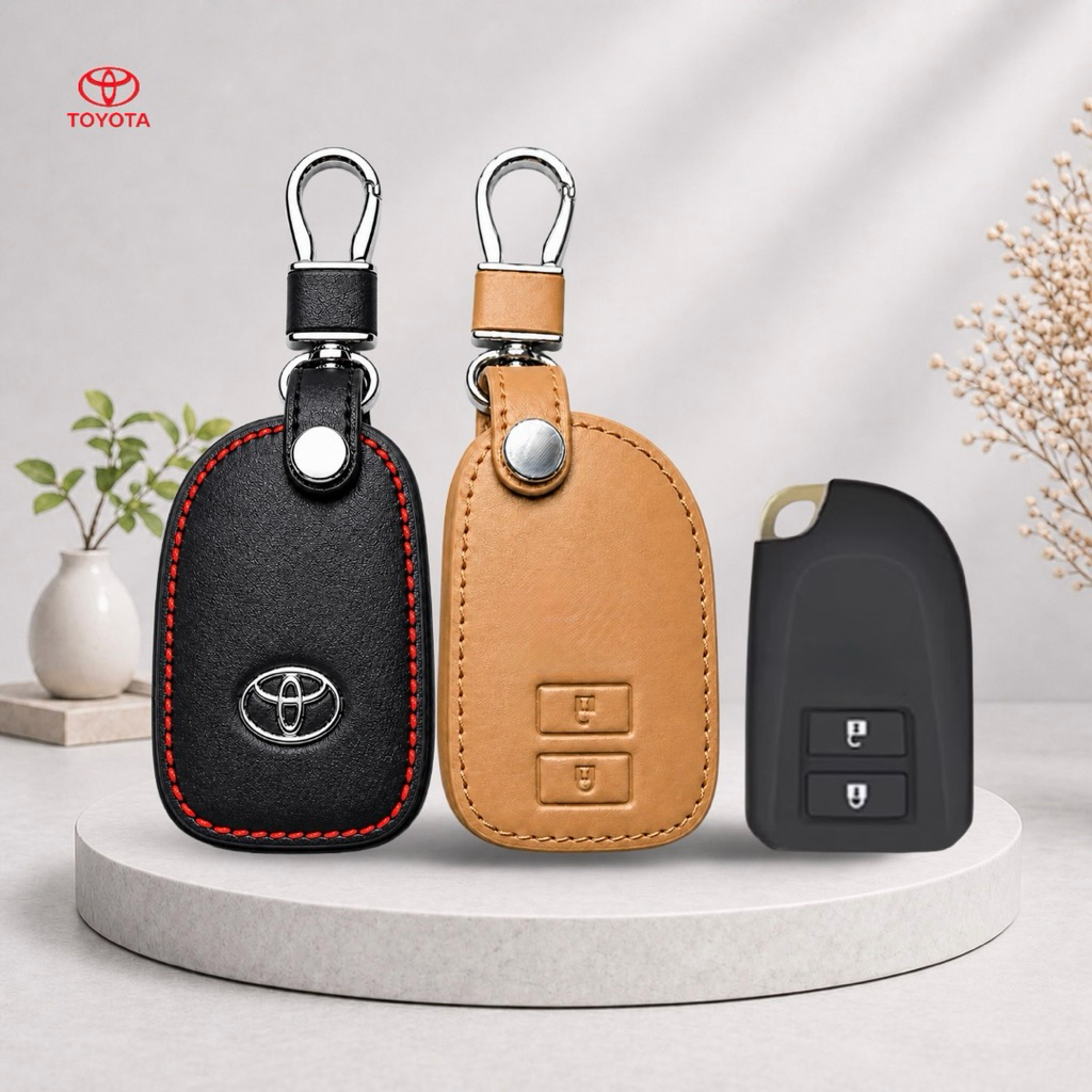 ซองหนังแท้ ใส่กุญแจรีโมทรถยนต์ Toyota Yaris 5 ประตู,Yaris Hatchback 2014-26 แบบ Push Start รุ่น 2 ปุ่ม