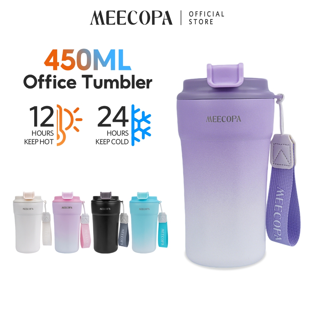 MEECOPA แก้วน้ำสแตนเลส 316 450ML มีเชือกแขวน กันลื่น กันรั่ว 360° สะดวกพกพา สำหรับรถยนต์