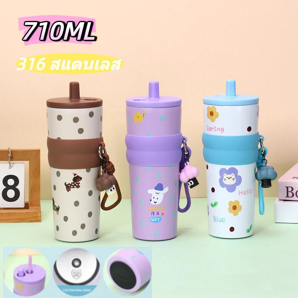 710 มล. ความจุขนาดใหญ่ 316 สแตนเลสฉนวนกันคาร์ตูนยกเชือกขวดกีฬากลางแจ้ง