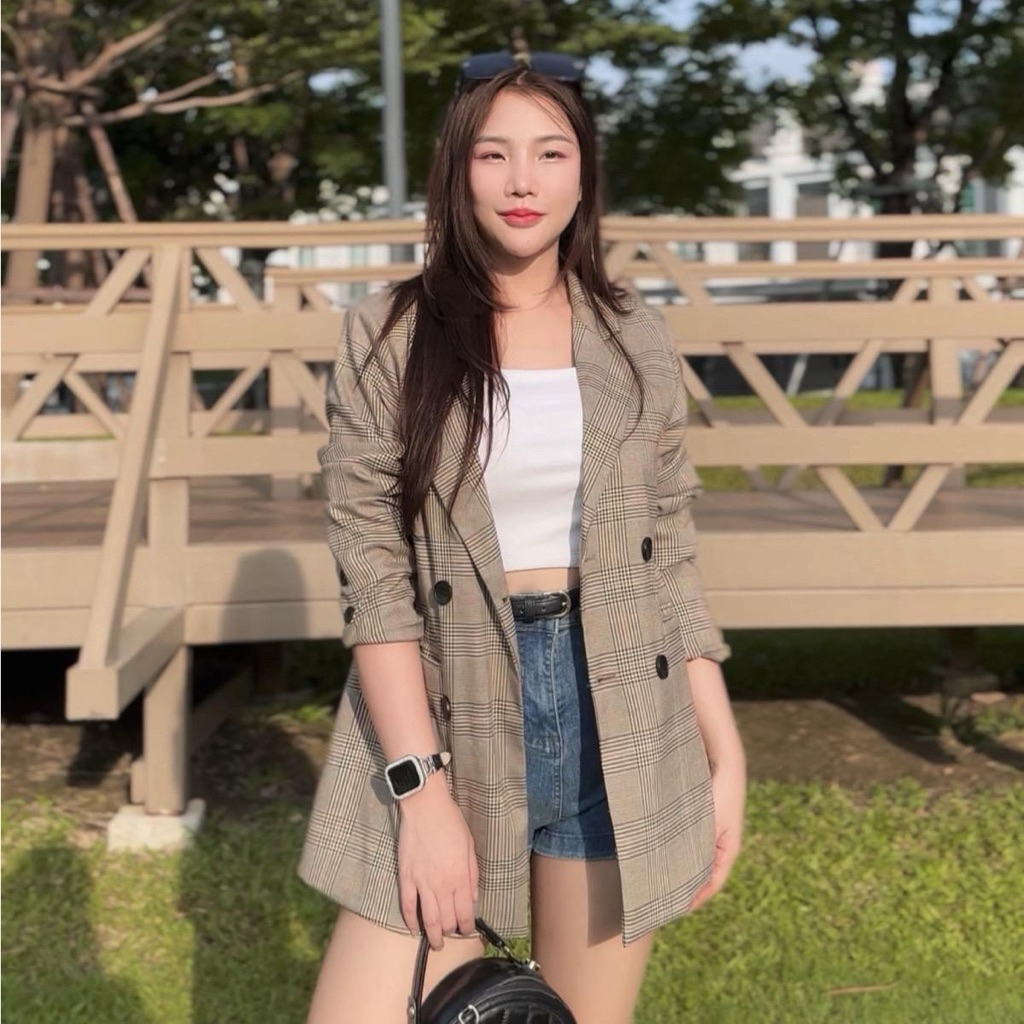 เสื้อสูทเกาหลีกระดุมคู่ Clothing ผู้หญิง Women Lady แจ็กเก็ต