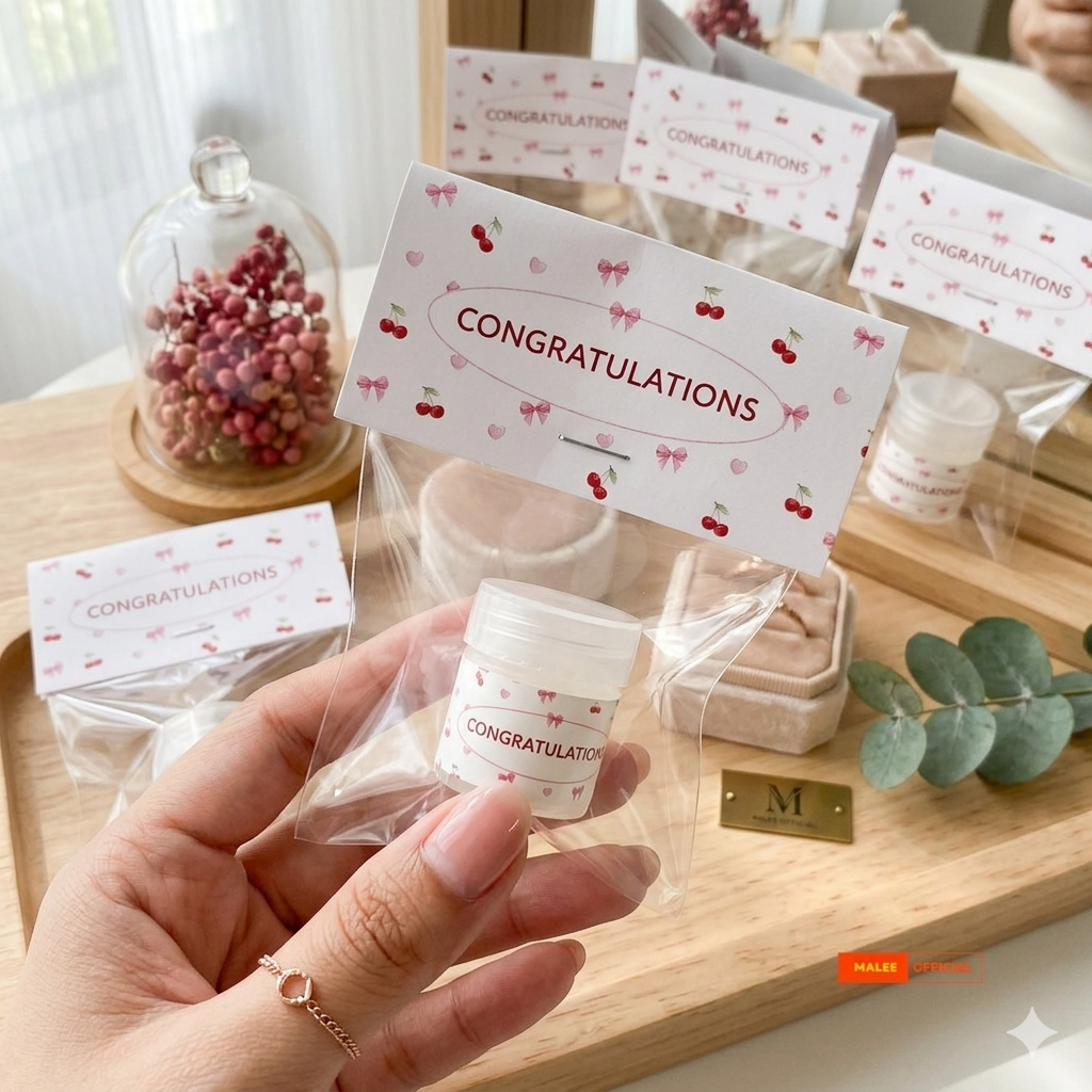 (ขั้นต่ำ 10 ชิ้น ) กระปุกพิมเสน สติ๊กเกอร์ congratulations ของแจก เรียนจบ รับปริญญา ปัจฉิม ของที่ระลึก ของชำร่วย