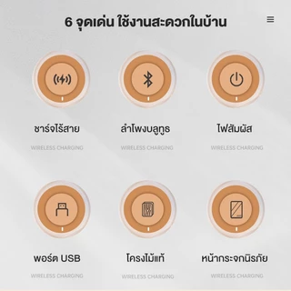 Mansfil โต๊ะข้างเตียงอัจฉริยะ ทำจากไม้เนื้อแข็ง รุ่น S16 กุญแจรหัส + ลำโพง + ไฟเซนเซอร์ + ชาร์จไร้สาย