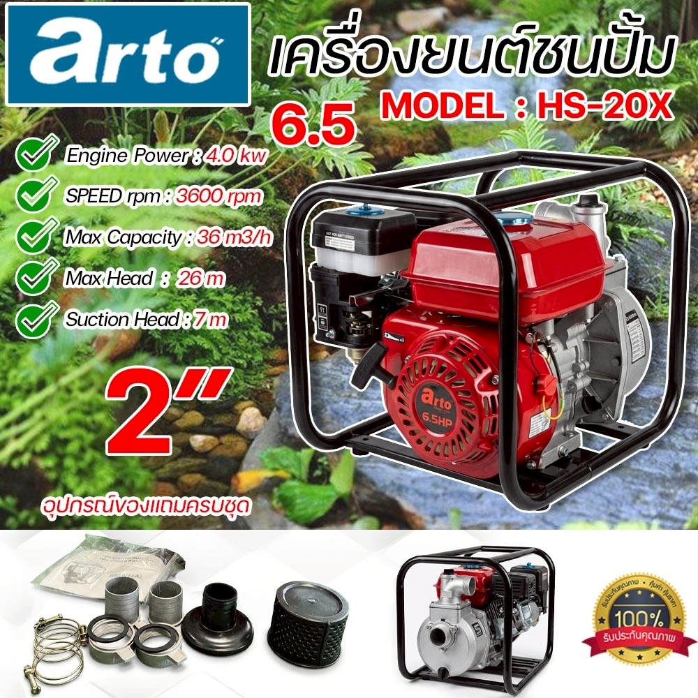 เครื่องยนต์ชนปั๊มเบนซิน HS-20X 6.5HP รุ่น 168F-1 3600rpm รับประกัน 6เดือน
