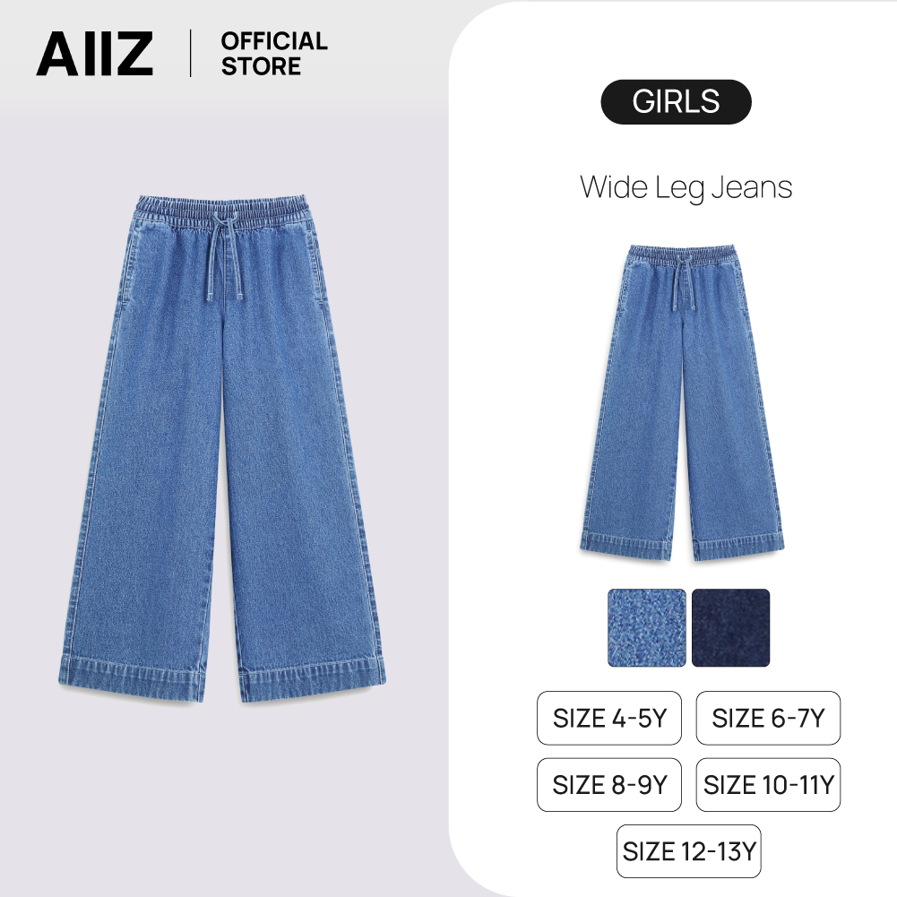 AIIZ (เอ ทู แซด) - AIIZ กางเกงยีนส์เด็กผู้หญิงขาบาน AIIZ Girl's Wide Leg Jeans
