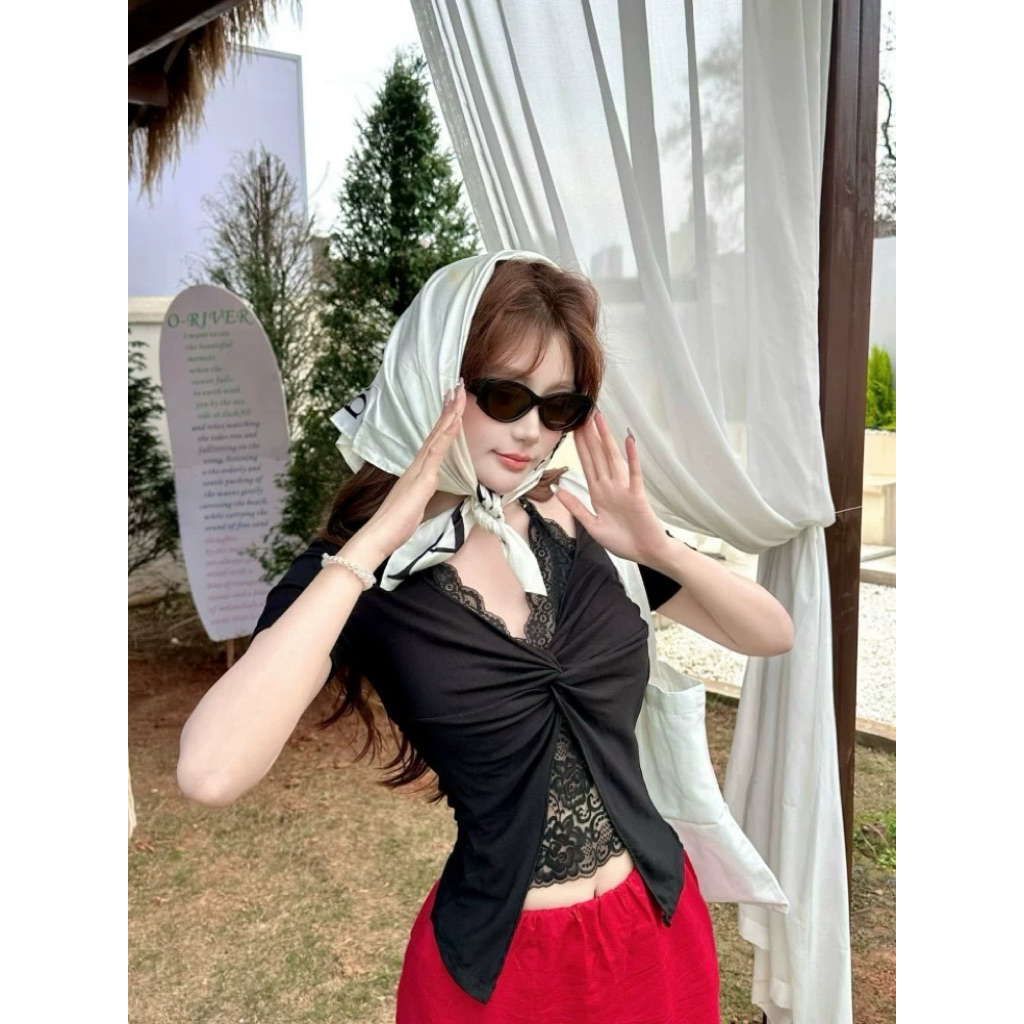 เสื้อครอปงานหลอก2ชี้นดีไชน์เกาหลี