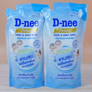 ถุงเติม400 มล. D-nee Organic ดีนี่ ดีลักซ์ สบู่เหลว ครีมอาบน้ำ บำรุงผิวชุ่มชื้น 48 ชม. สำหรับทุกช่วงวัย