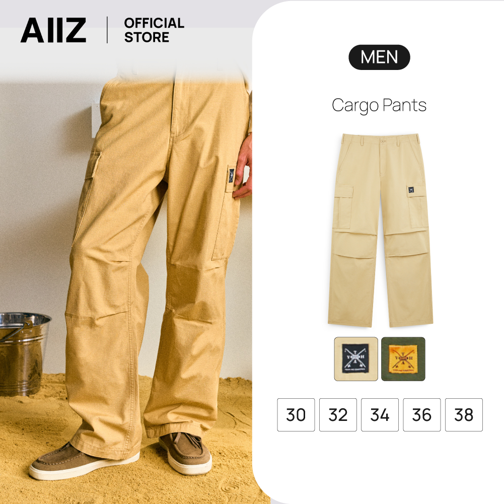 AIIZ (เอ ทู แซด) - AIIZ กางเกงคาร์โก้ผู้ชายขายาว AIIZ Men's Cargo Pants