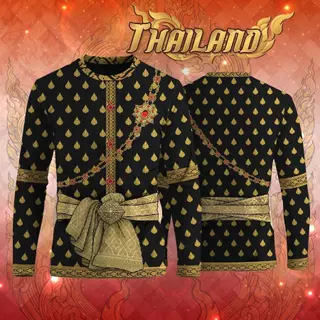 เสื้อยืดพิมพ์ลาย ลายไทยชายแขนยาว เนื้อผ้าไมโครเกรดพรีเมี่ยม