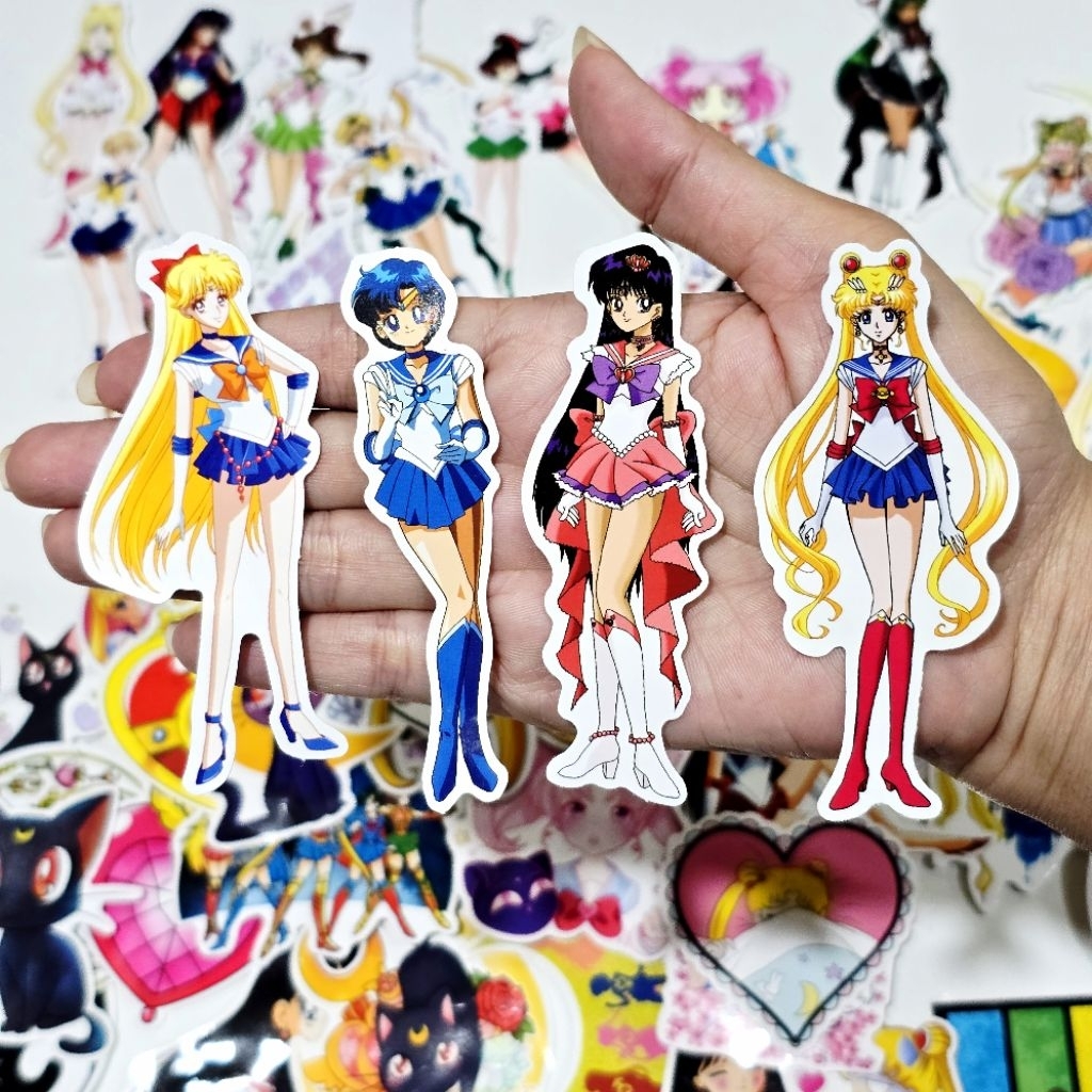 สติ๊กเกอร์ Sailor Moon เซเล่อร์มูน pvc ติดแน่น กันน้ำ ติดกระเป๋า โน้ตบุ้ค (75 ชิ้น)
