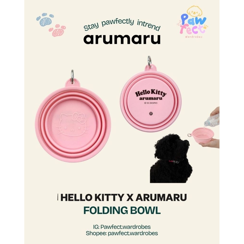 [พร้อมส่ง] arumaru x hello kitty folding bowl ถ้วยน้ำพับได้ ลายคิตตี้ สำหรับพกพา