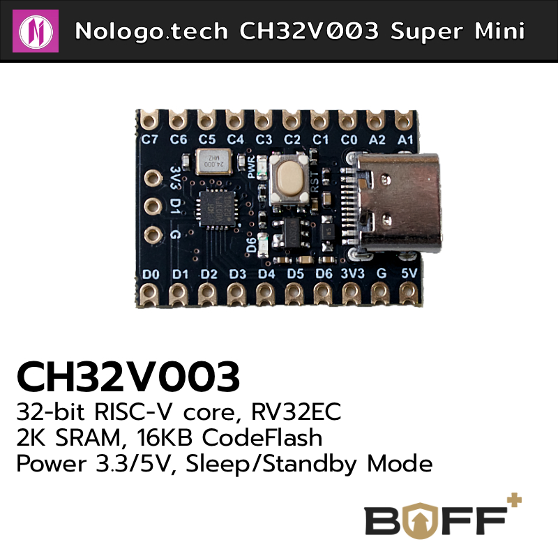 Nologo.Tech CH32V003 RISC-V USB-Type-C ไมโครคอนโทรลเลอร์ราคาประหยัดที่สุด
