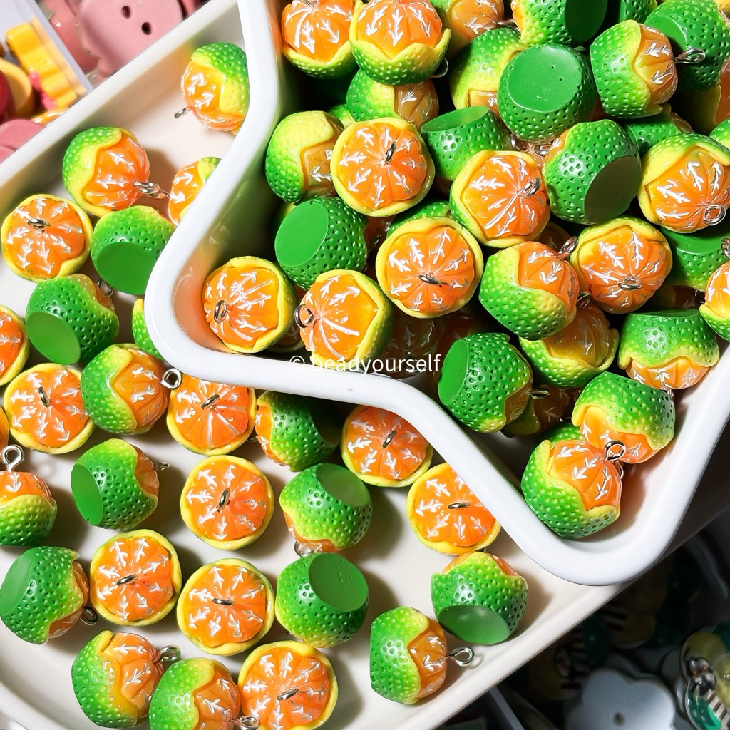 ลูกปัด จี้ จี้ผลไม้ จี้ส้ม จี้เรซิ่น