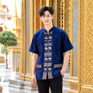 ช้างสีกรม ผ่าหน้า 5กระดุม ชาย/หญิง