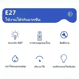 ผู้ถือโคมไฟรีโมทคอนโทรล LED หัวโคมไฟสกรู E27 สากลครัวเรือน 220v แสงอัจฉริยะห้องนอนสวิตช์อัจฉริยะ