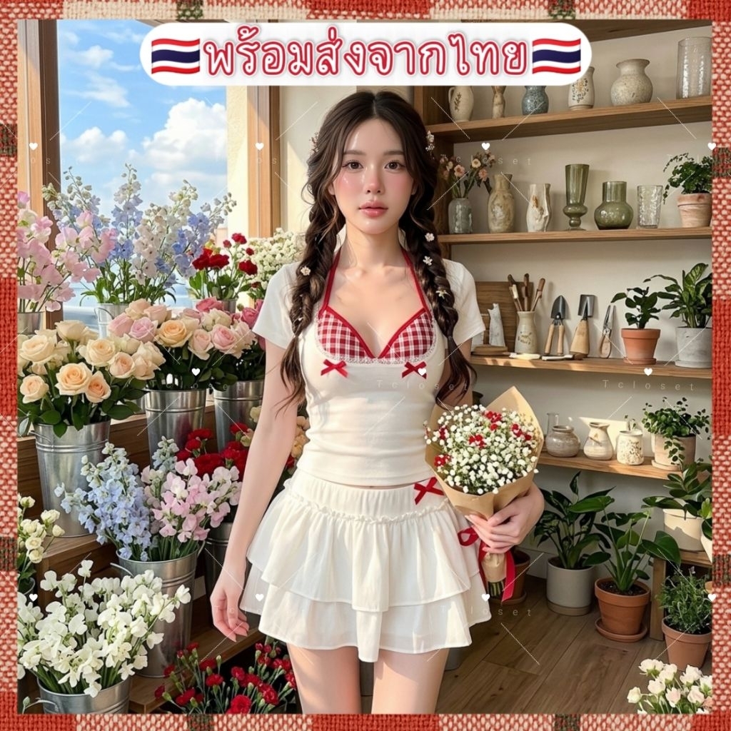 พร้อมส่งจากไทย🇻🇳159🇻🇳ได้ทั้งชุด 3 ชิ้น บรามีฟองน้ำ กระโปรงมีซับกางเกง❤️❤️